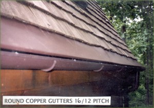 LeavesOut Gutter Cover on Round Copper Gutter